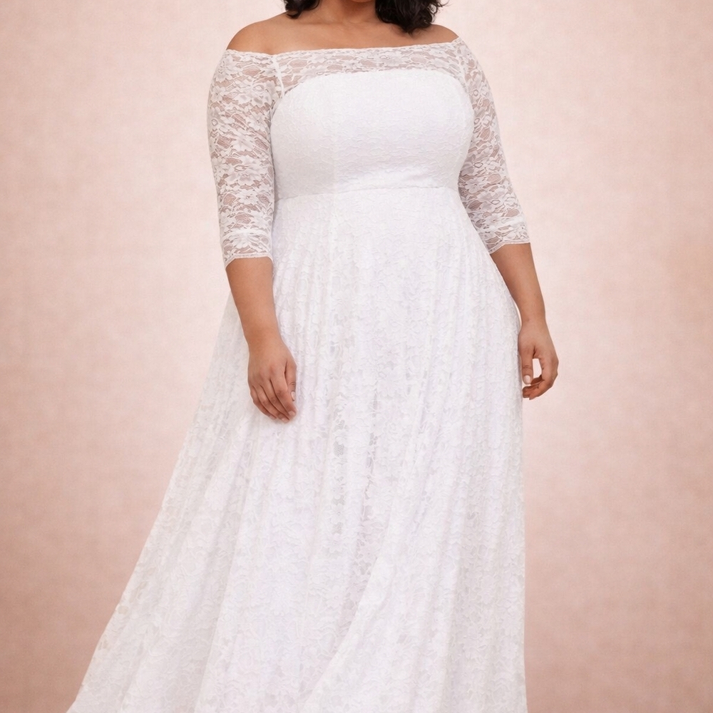 torrid White Off-Shoulder Lace Bridal Gown